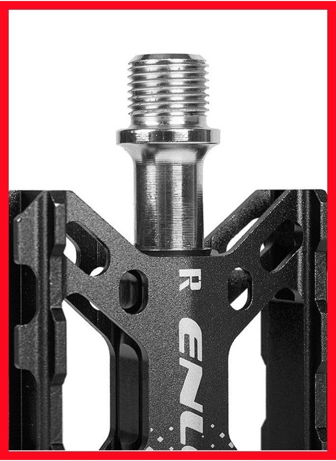 Generic - A Pair of Mountain Road Bicycle Aluminum Alloy Double Ball Pedals,Bike Pedals,Aluminum Alloy Bicycle Pedals,Black Universal Lightweight Aluminum Alloy Platform Pedals - Image 1