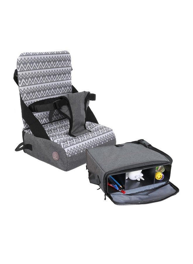 Dreambaby Grab ‘N Go Travel Booster Seat with Built-in Storage Space, Portable Highchair Booster Seat for Tables, High-Back Seat and Foldable for Baby Travel, Secured with a 3-Point Harness, Grey - Image 1