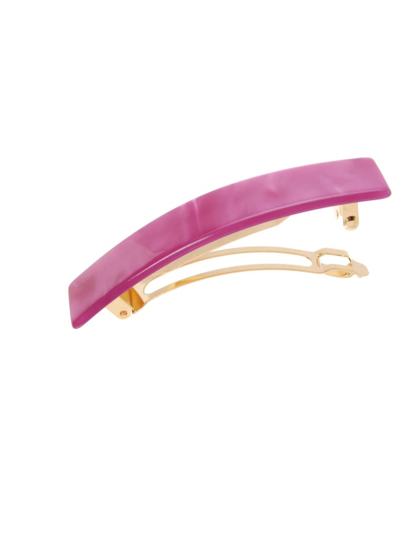 France Luxe France Luxe Classic Rectangle Barrette - Nacro Azalea  - Image 2