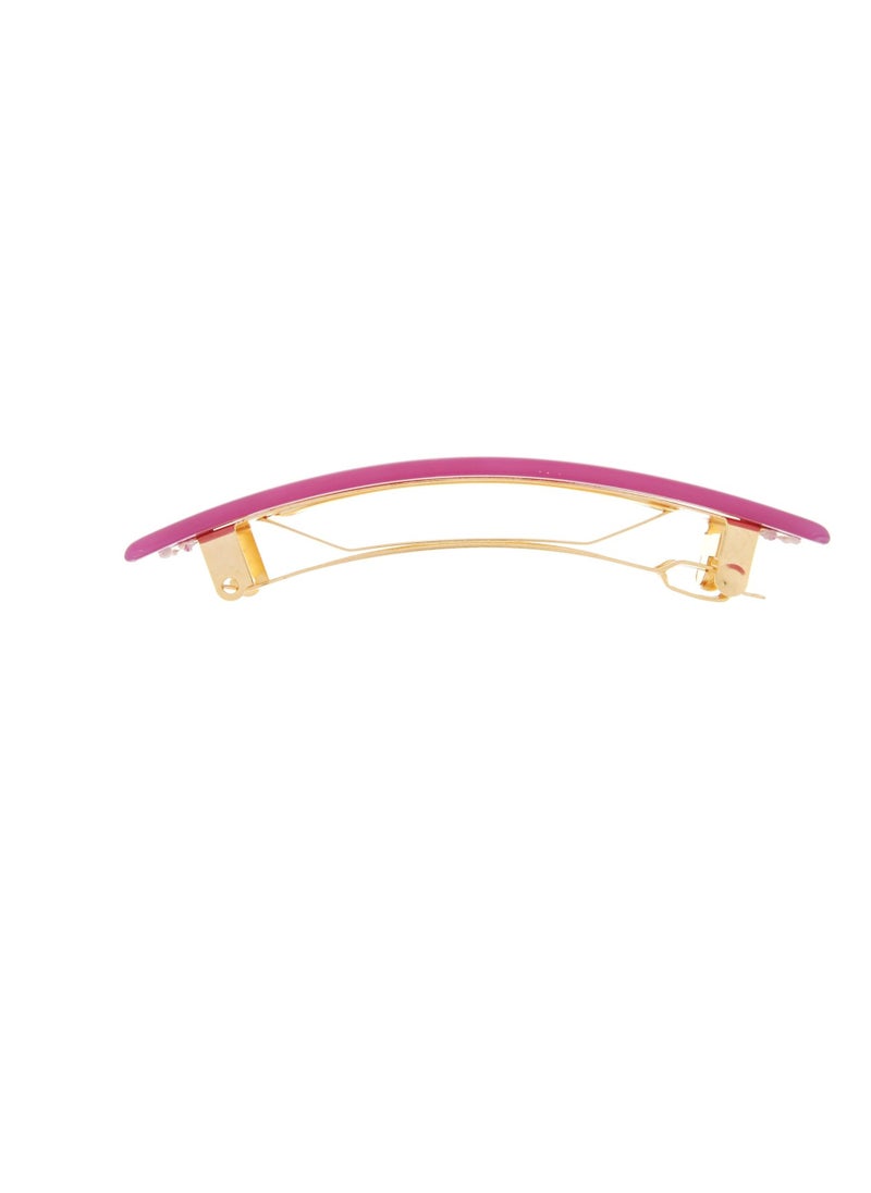 France Luxe France Luxe Classic Rectangle Barrette - Nacro Azalea  - Image 3