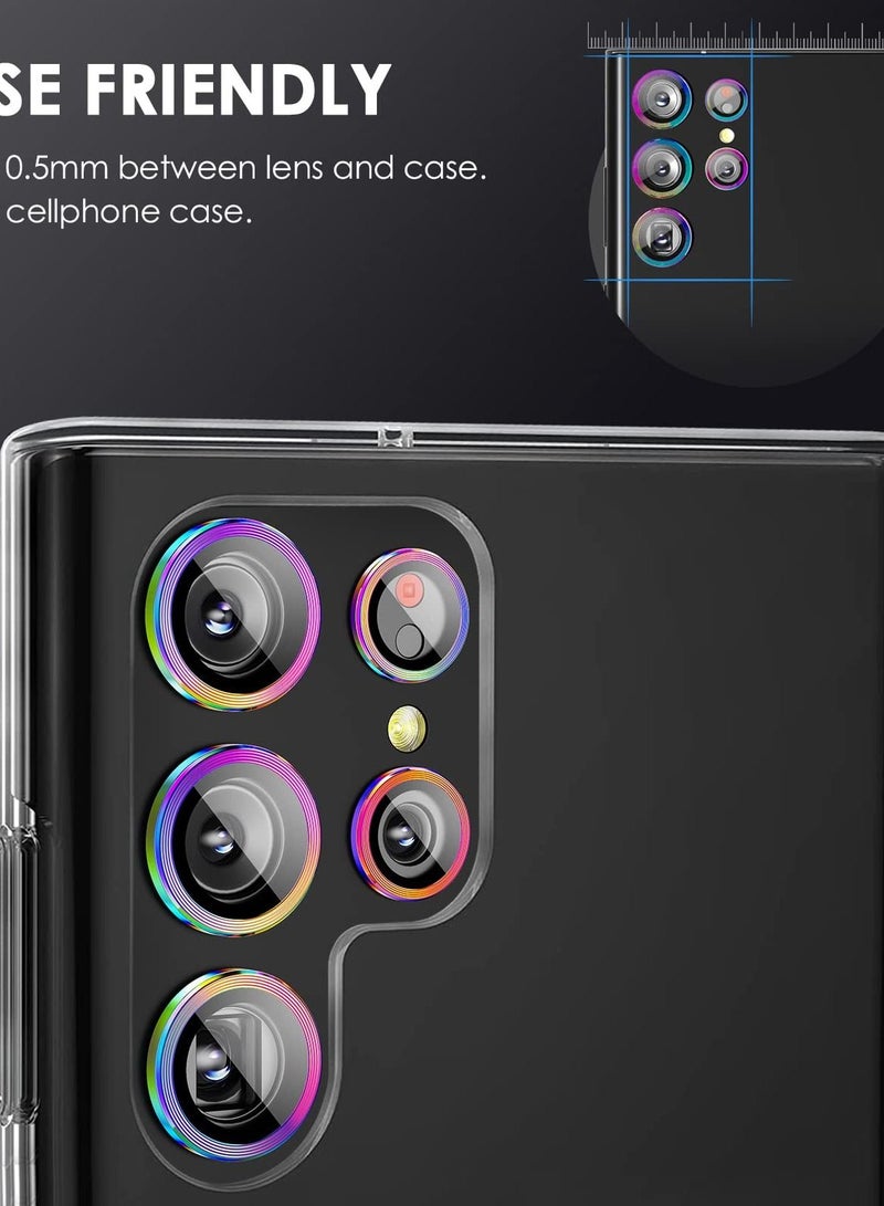 SYOSI Camera Lens Protector for Samsung Galaxy S22 Ultra, 9H Tempered Glass, Scratch Resistant, Metal Ring Camera Cover Screen Protector for Galaxy S22 Ultra 5G (Color) - Image 2