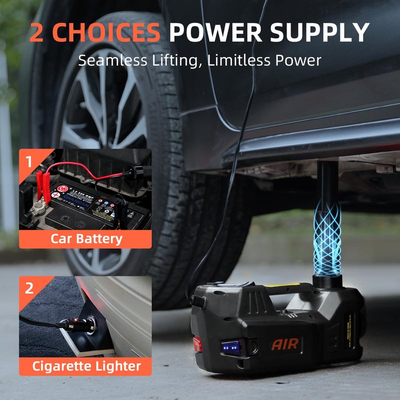 FEANISIFEI Electric Car Jack 5 Ton 12V Floor Jack with Inflator Pump Portable Hydraulic Jack Vehicle Lift for Car SUV Sedan MPV Tire Change with Led Light - Image 4