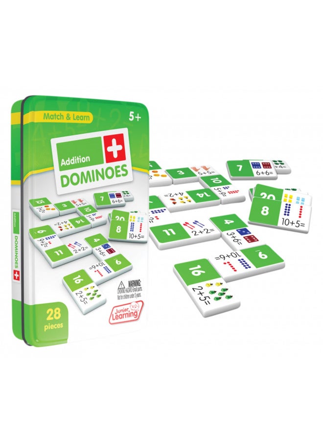 Junior Learning Junior Learning JL481 Addition Dominoes, Multi 7.8 H x 4.7 L x 1.5 W,White  - Image 1