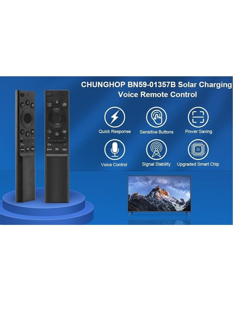 Generic - Solar Charging BN59-01357 Voice Remote Control for Samsung Smart TVs – Compatible with 2021 Neo LED Smart 4K Ultra HD TV, RMCSPA1EP1, with 3 Shortcut Buttons - Image 1