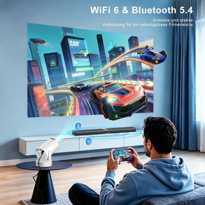 جهاز عرض صغير من سالانج يدعم 4K، جهاز عرض ذكي بدقة 4K FHD 1080P يدعم أندرويد 11.0، جهاز عرض للهاتف المحمول صغير خارجي قابل للدوران 180 درجة، مكبر صوت باس بقوة 5 وات، تصحيح تلقائي للانحراف مع واي فاي - Image 5