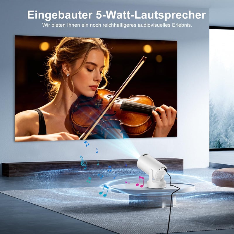 جهاز عرض صغير من سالانج يدعم 4K، جهاز عرض ذكي بدقة 4K FHD 1080P يدعم أندرويد 11.0، جهاز عرض للهاتف المحمول صغير خارجي قابل للدوران 180 درجة، مكبر صوت باس بقوة 5 وات، تصحيح تلقائي للانحراف مع واي فاي - Image 4