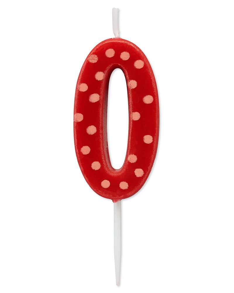 Papyrus Number 0 Birthday Candle Red Polka Dots 1Count