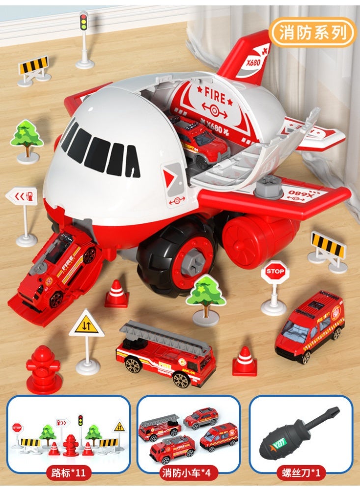 Airplane Toy, Construction Airplane Toys, Aircraft Model with 12 Mini Metal Cars,  Fall-Resistant Large Inertia Children's Aircraft Toy, Impact and Take-off Action, Transport Construction Airplane Toy Play, Vehicles Set for children,Toddler Toy Aircraft，Gift for Birthday and Holidays. - Image 5