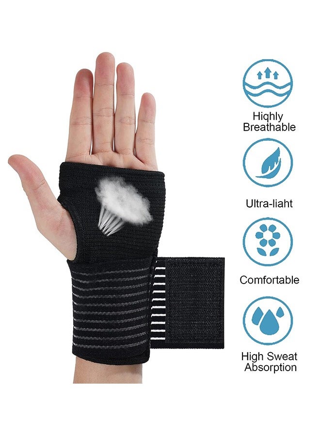 Generic 2Pcs Sport Wrist Brace, Elastic Wrist Support with Strap, Wrist Compression Wrap Adjustable Wrist Strap Relieves Wrist Pain, Tendonitis, Sports Use for Men and Women, Right & Lef(Black)  - Image 2