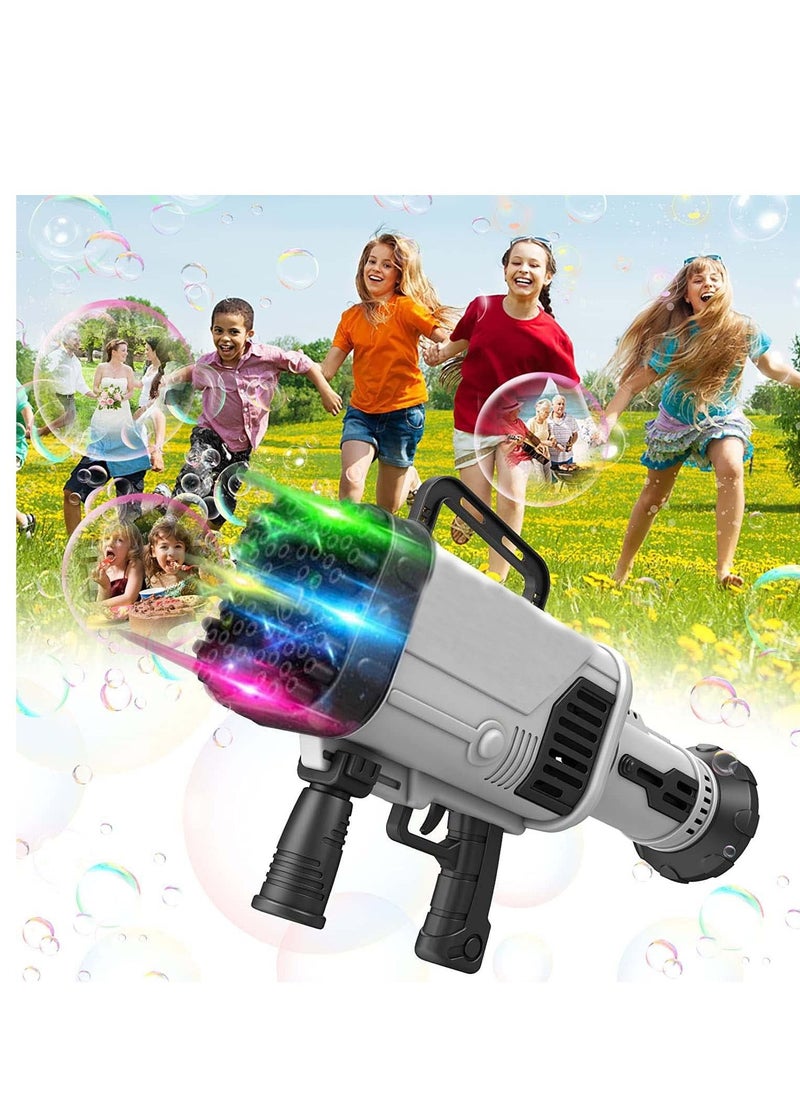 PYEBE - Kids 64 Holes Gatling Bubble Machine Gun Bubble Maker Rocket Launcher Electric with Colorful Light for Summer Toy - Image 1