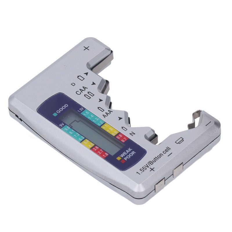 Digital Battery Tester: Silver ABS Material, LCD Screen, Powered By Test Battery - Portable Battery Checker for Home, Outdoor and On-the-go Use - Image 2