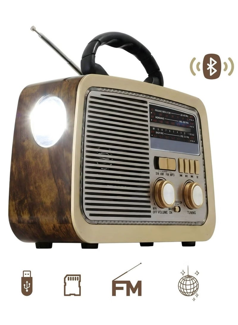 بريمو بلس راديو محمول HI-FI بثلاث قنوات FM - AM - SW ذهبي/بني/أسود بلوتوث AUX بطاقة TF قرص فلاش USB - Image 2