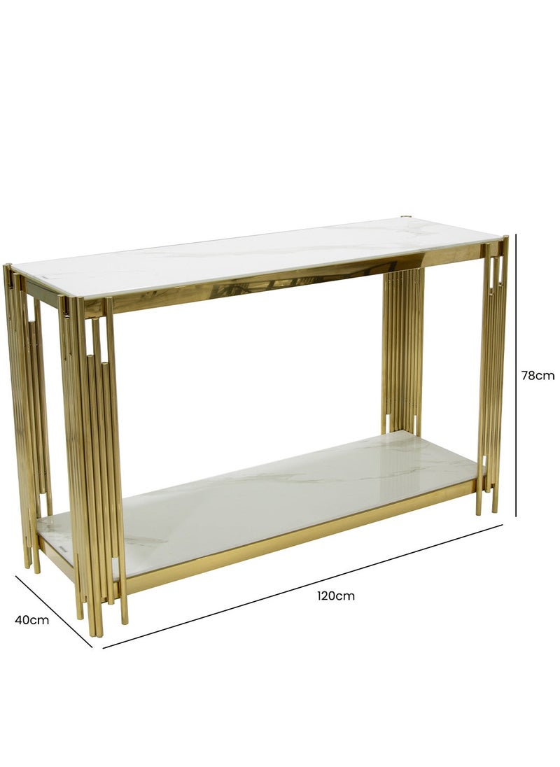 VANITY LIVING Console Table for Living Room Furniture, Narrow Hallway Table with Gold Stainless Steel Base and Artificial white Marble Glass Top, Slim Entryway Table - pzsku/Z358774A880B7968CA86FZ/45/_/1714721068/4d9533ce-e3d5-489b-b158-a398f1d1e480