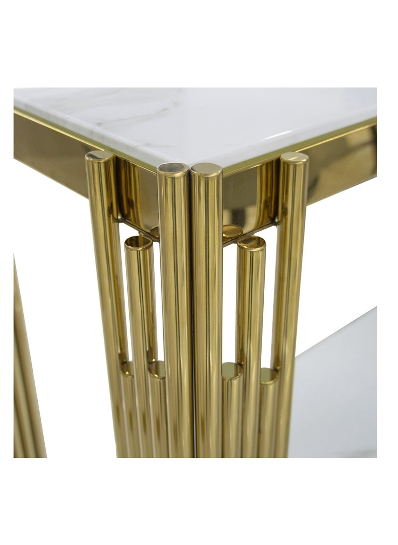 VANITY LIVING Console Table for Living Room Furniture, Narrow Hallway Table with Gold Stainless Steel Base and Artificial white Marble Glass Top, Slim Entryway Table - pzsku/Z358774A880B7968CA86FZ/45/_/1736423910/92fe55a8-7bdf-4224-973c-11ed517d2d97