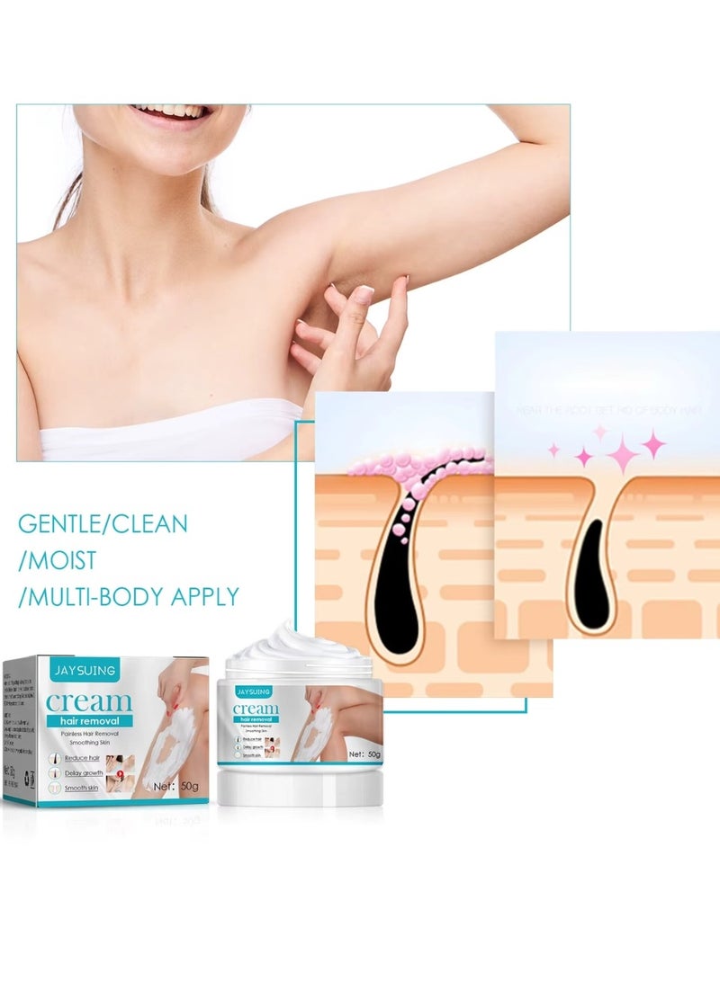 Jaysuing كريم إزالة الشعر تحت الإبط والوجه والجسم كريم إزالة الشعر للأجزاء الخاصة كريم إزالة الشعر الفعال وغير المؤلم للمناطق الخاصة والجسم والساقين وتحت الإبط مزيل الشعر الحميمي - Image 4
