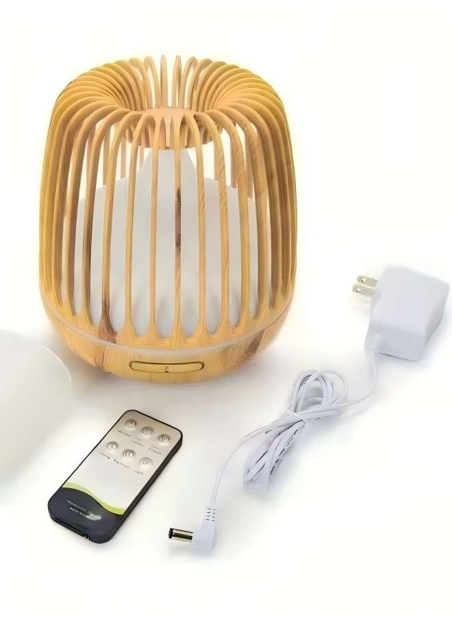 loyal 500ml Wood Grain Aromatherapy Machine, Home With Remote Control Hollow Birdcage Aromatherapy Humidifier Diffuser - British Plug - Image 4