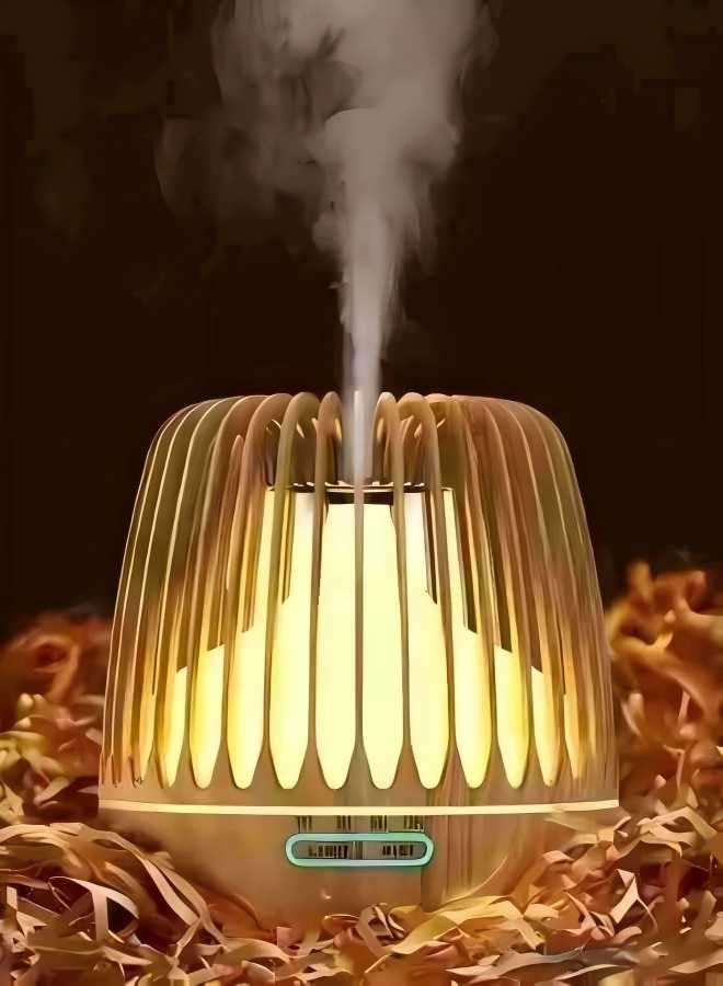 loyal 500ml Wood Grain Aromatherapy Machine, Home With Remote Control Hollow Birdcage Aromatherapy Humidifier Diffuser - British Plug - Image 5