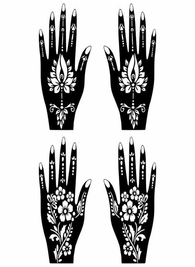 Komstec Stylish Combo Mehndi Stencil Stickers for Weddings and Special Days for Girls & Women Palm and Finger Design Pack of 2 - Image 1