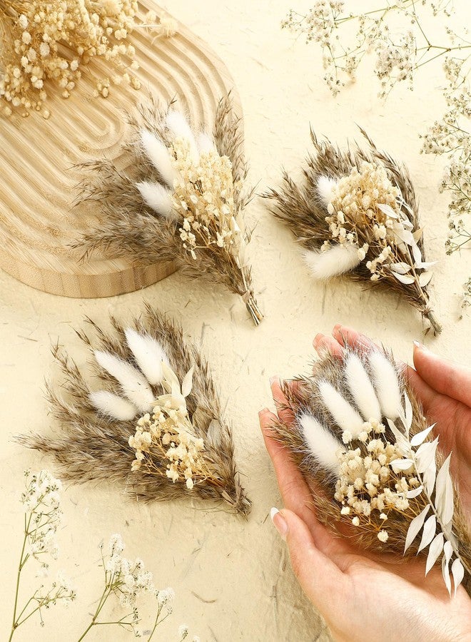 Fabbay 10 Pcs Boho Dried Flower Boutonniere for Men Wedding Mini Dried Flower Bouquet Pocket Boutonniere for Groomsmen Groom Wedding Ceremony Anniversary Dinner Party Decorations - Image 2
