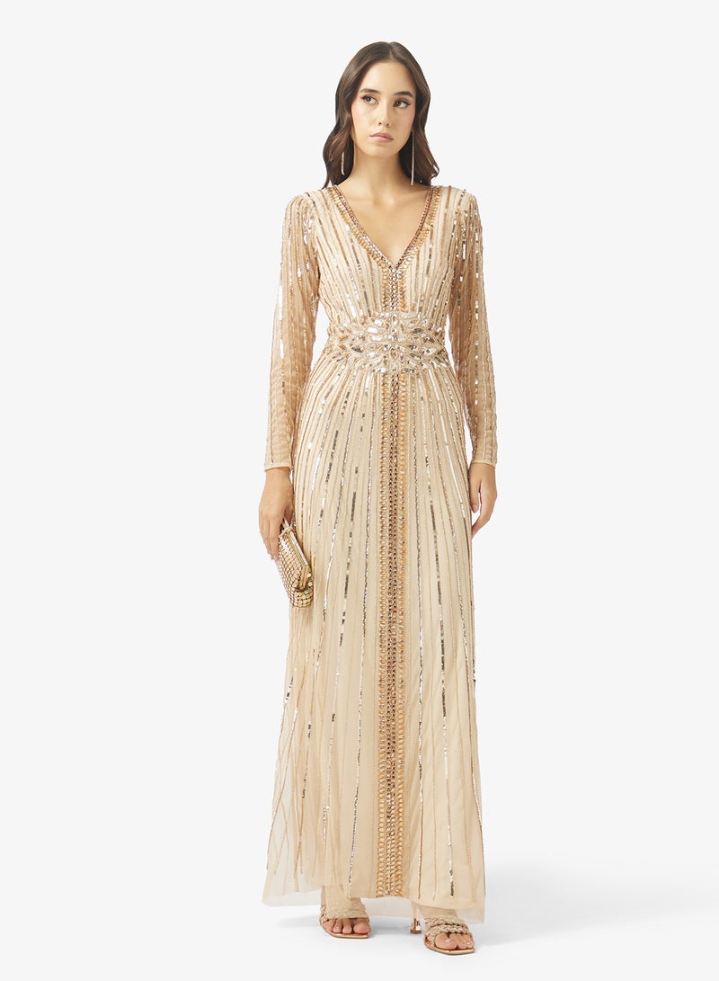 Namshi x Beaded Embellished A Line Dress - Image 4