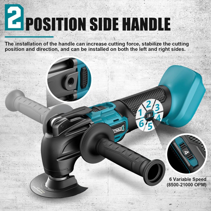 DIYtoolifz Cordless Oscillating Tool For Makita 18V Battery  6 Variable Speed Brushless-Motor Tool  Oscillating Multi Tool Kit For Cutting Wood Drywall Nails Remove Grout & Sanding(Battery Not Included) - Image 5