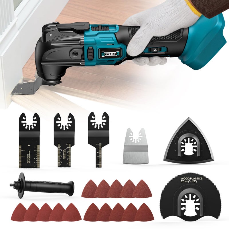 DIYtoolifz Cordless Oscillating Tool For Makita 18V Battery  6 Variable Speed Brushless-Motor Tool  Oscillating Multi Tool Kit For Cutting Wood Drywall Nails Remove Grout & Sanding(Battery Not Included) - Image 1