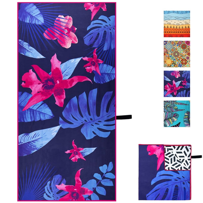 منشفة شاطئ ميكروفايبر OCOOPA خالية من الرمال كبيرة جدًا 71X32 منشفة ضخمة خفيفة الوزن مدمجة سريعة الجفاف ماصة لمنشفة حمام السباحة للتخييم والسباحة وإكسسوارات السفر