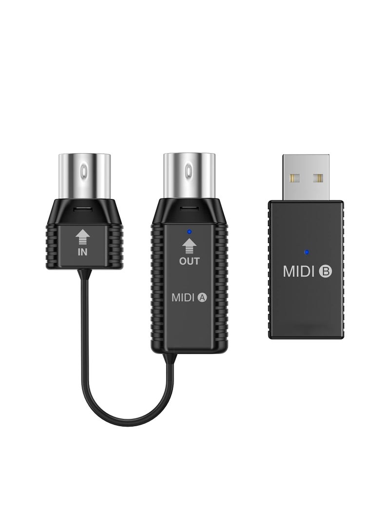 Wireless MIDI Adapter, Bluetooth Midi Adapter with USB, Transmission System, Ultra Low Latency 5 PIN for Synthesizer EWI Keytar Digital Piano Keyboard to MIDI Devices, Mac OS/iOS, Win XP - Image 1