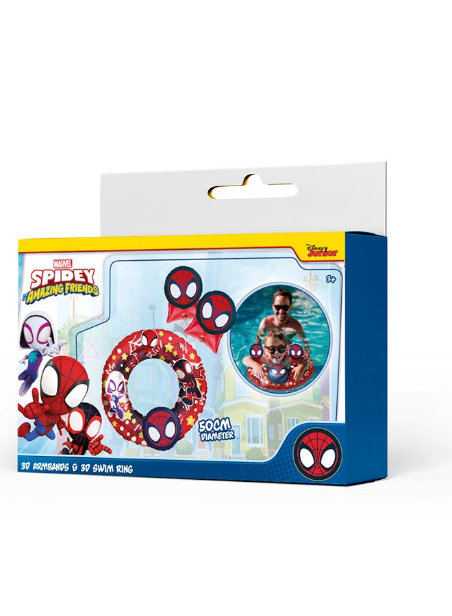 EOLO BUNDLE MARVEL 3D ARM BAND AND SWIM RING - SPIDEY - 50 CM - PACKED IN COLOR BOX  - Image 1