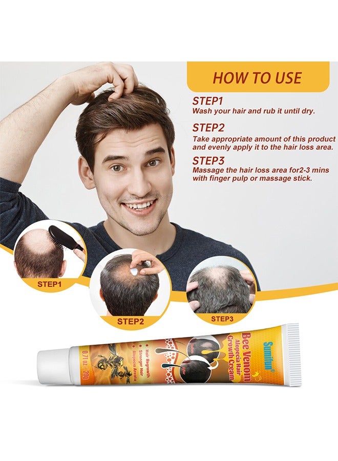 Sumifun Bee Venom Alopecia Hair Growth Cream - Revitalizing Scalp and Promoting Hair Growth - Effective Treatment for Alopecia & Thinning Hair - Nourishes & Strengthens Hair Follicles - Reduces Hair Loss 20g - Image 3