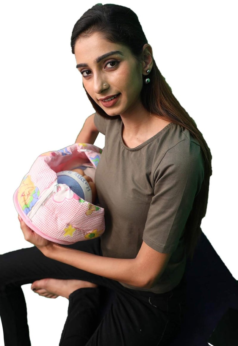 HOOPA Cotton 2-In-1 Quilt Covered Pillow (Pink) | Feeding Pillow | Nursing Pad | Breastfeeding Cushion - Image 4