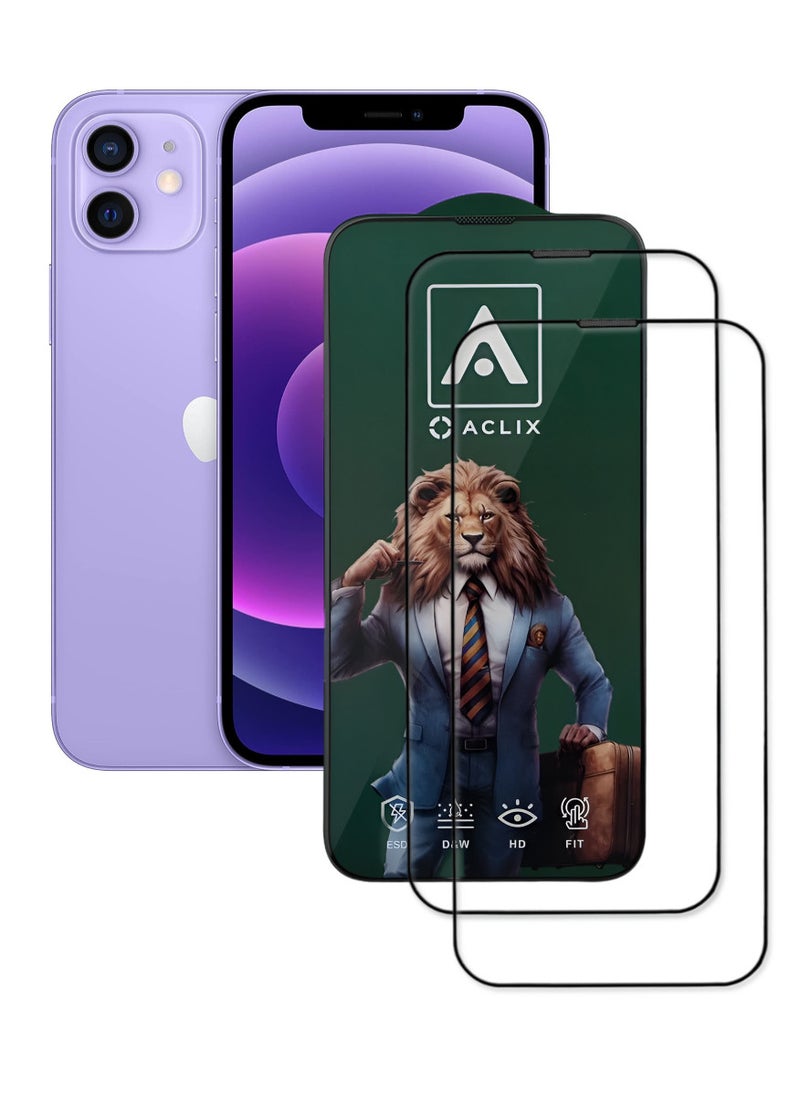 ACLIX 2 Pieces Antistatic ESD Dustproof Premium Quality High Definition Tempered Glass Screen Protector Designed For  iPhone 12 - Image 1