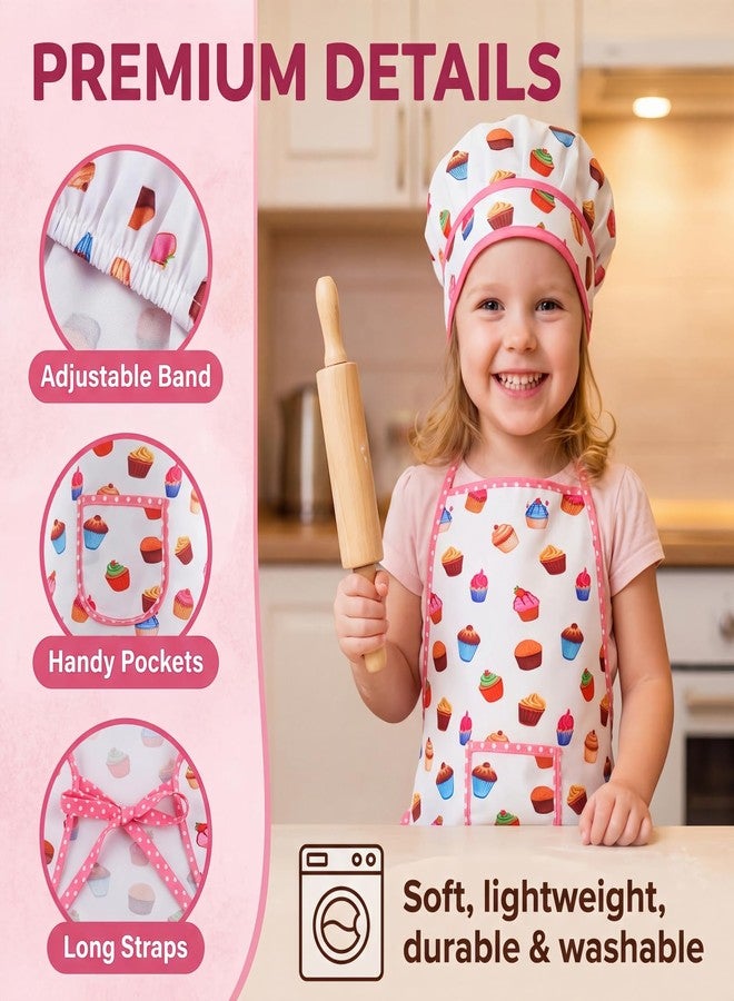 WEILAIDI 2 Pcs Kid Apron and Chef Hat Set, Adjustable Toddler Chef Costume for Boys Girls, Waterproof Pretend Play Cooking Baking Outfit for Kitchen Helper, Birthday Gift for Ages 3-8 (White) - Image 2