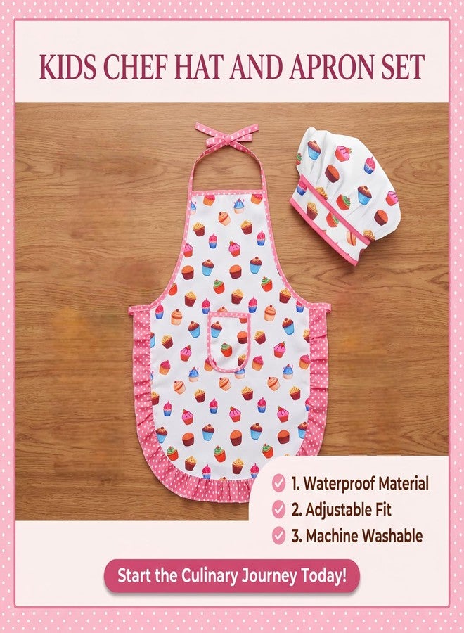 WEILAIDI 2 Pcs Kid Apron and Chef Hat Set, Adjustable Toddler Chef Costume for Boys Girls, Waterproof Pretend Play Cooking Baking Outfit for Kitchen Helper, Birthday Gift for Ages 3-8 (White) - Image 5