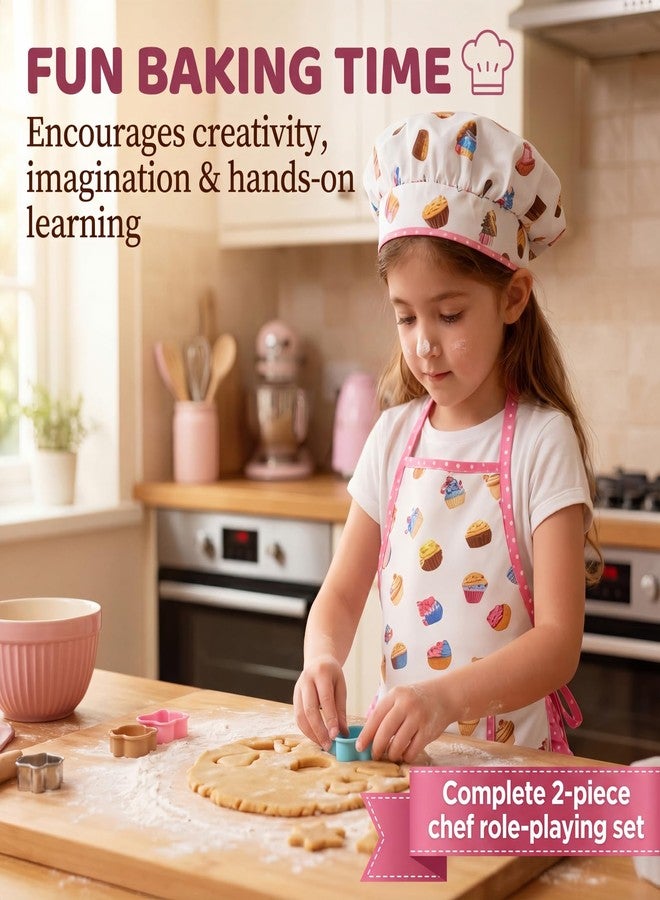 WEILAIDI 2 Pcs Kid Apron and Chef Hat Set, Adjustable Toddler Chef Costume for Boys Girls, Waterproof Pretend Play Cooking Baking Outfit for Kitchen Helper, Birthday Gift for Ages 3-8 (White) - Image 3
