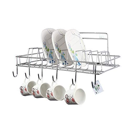Cri8Hub Multipurpose Wall Hanging Stainless Steel Big Mug,Cup & Saucer Holder, Plate Organizer Space Kitchen Saving Rack Utensil Kitchen Rack (Stainless Steel), Hanging Shelves, Standard - Image 4