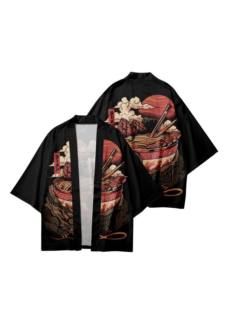 Loquat Summer Feather Weaving Ethnic Style Kimono 3D Digital Printing Casual Sports Cloak  - Image 1
