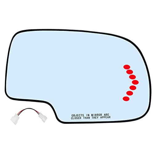 Passenger Right Side Heated Mirror Glass Replacement for Chevy Chevrolet Silverado Avalanche Suburban Tahoe GMC Sierra Yukon Cadillac Escalade Exterior Side Power Heated Signal Mirror 88944392
