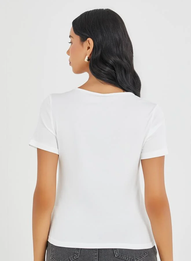 Take Two Take Two Solid Round Neck T-Shirt