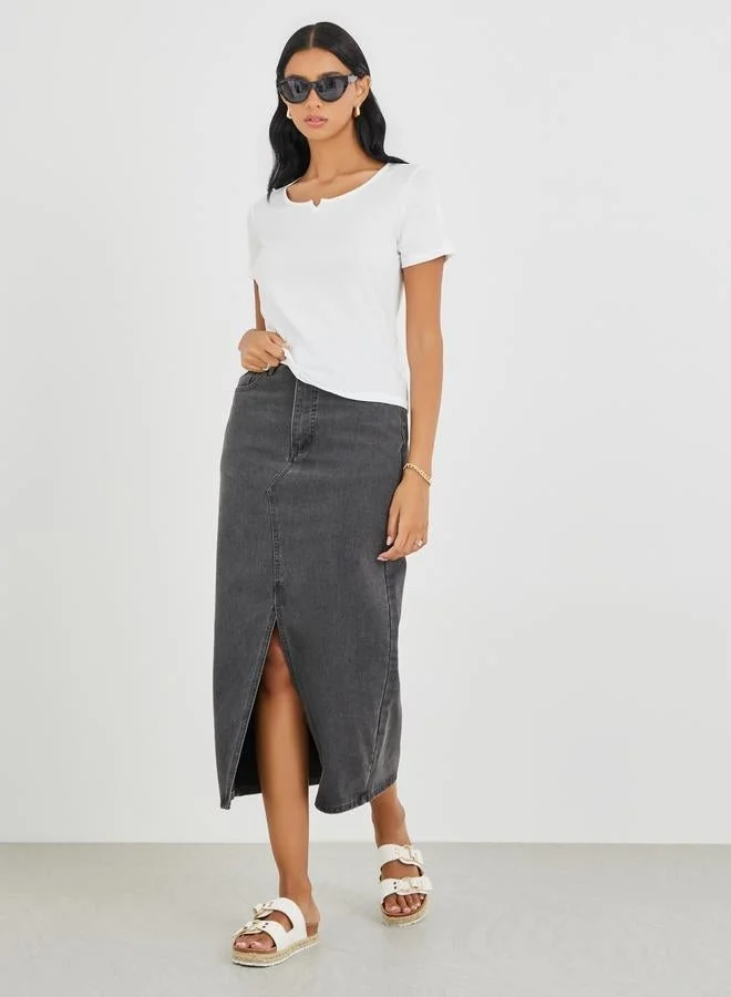 Take Two Take Two Solid Round Neck T-Shirt