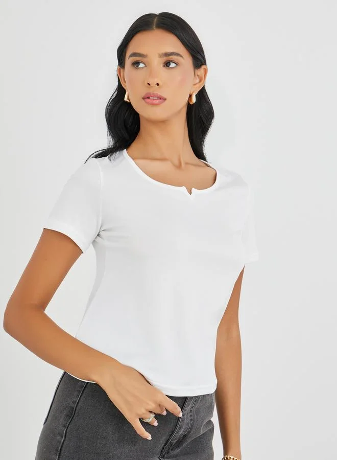 Take Two Take Two Solid Round Neck T-Shirt