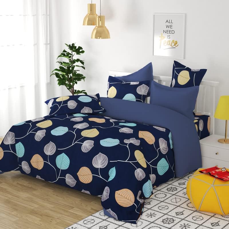 BSB HOME Premium Cotton Flat Double Bedsheets with 2 King Size Pillow Covers | Double Bed Breathable | Wrinklefree | Ultrasoft 180 TC Supersoft | 90x90 Inches, 7X7.5 Feet | Blue, Polkadot - Image 5