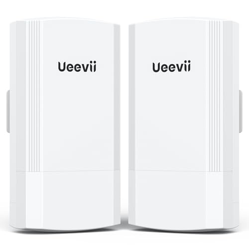 UeeVii Wireless Bridge, UeeVii 5.8G Point to Point WiFi Bridge, 2KM Long Range Outdoor CPE with 2x100Mbps LAN Ports, 24V PoE Injector, Ideal for Barn, Garage, or Shop Network Extension - Image 1