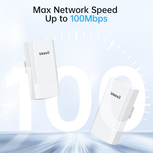 UeeVii Wireless Bridge, UeeVii 5.8G Point to Point WiFi Bridge, 2KM Long Range Outdoor CPE with 2x100Mbps LAN Ports, 24V PoE Injector, Ideal for Barn, Garage, or Shop Network Extension - Image 3
