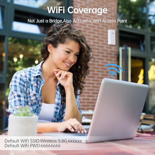 UeeVii Wireless Bridge, UeeVii 5.8G Point to Point WiFi Bridge, 2KM Long Range Outdoor CPE with 2x100Mbps LAN Ports, 24V PoE Injector, Ideal for Barn, Garage, or Shop Network Extension - Image 4