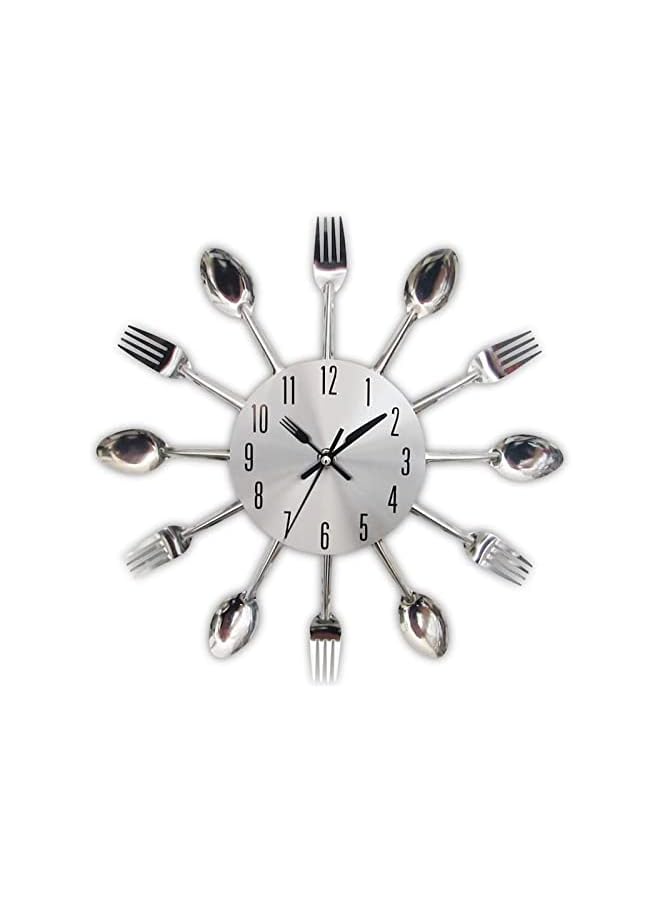 The Bros 12" Kitchen Wall Clock, 3D Removable Modern Creative Cutlery Kitchen Spoon Fork Wall Clock for Home Decoration - Image 2