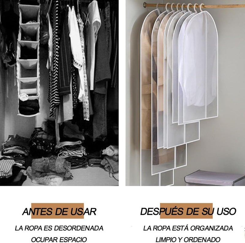 XUTONG eaImpermbles 6 Pieces Clothes Covers, Transparent Suit Bag Foldable with Zip, High Density Dustproof, Suitable for Suits, Shirts, Dresses, Coats - Image 4