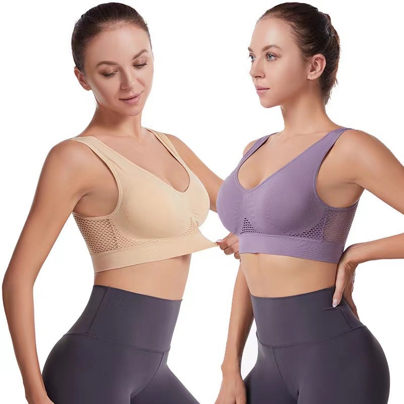 Sports Bra With Mesh Cutouts And Breathable Holes, Yoga Running Fitness Underwear, Seamless Beautiful Back, Large Open Back - Image 4
