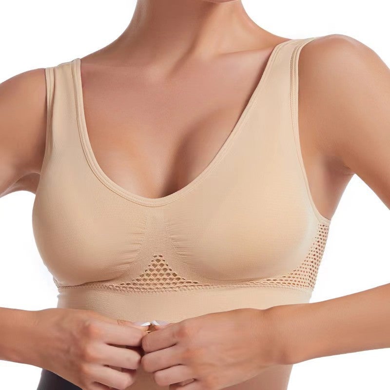 Sports Bra With Mesh Cutouts And Breathable Holes, Yoga Running Fitness Underwear, Seamless Beautiful Back, Large Open Back - Image 3