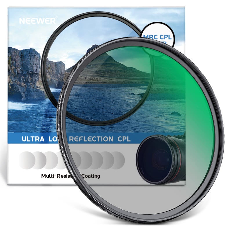 Neewer 37mm Polarizing Filter 30 Layer Multi Resistant Nano Coatings Circular Polarising Filter(CPL) Reduce Glare/Enhance Contrast/Ultra Slim/Reduces Reflection/HD Optical Glass Polarizer Filter - Image 1